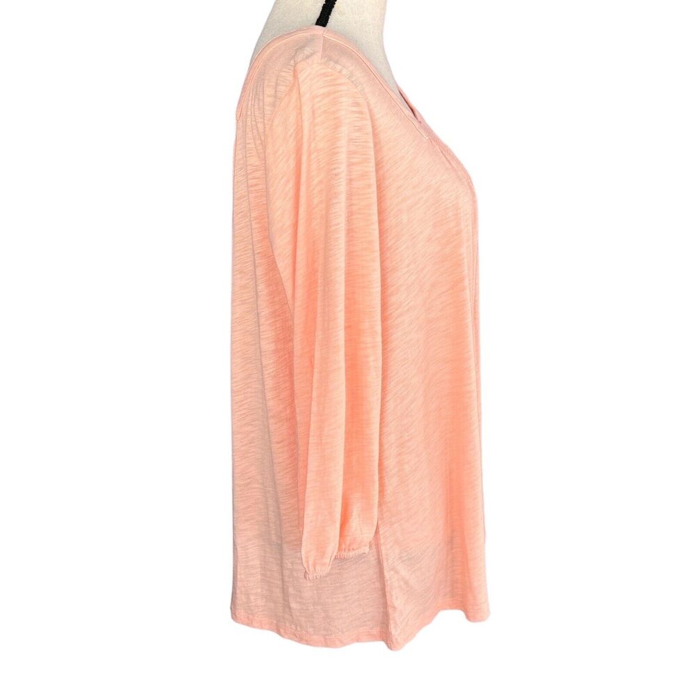 Style & Co 0X-Large Top 3/4 Sleeves Square Pleated Neck Stretch Peach New - Picture 4 of 9